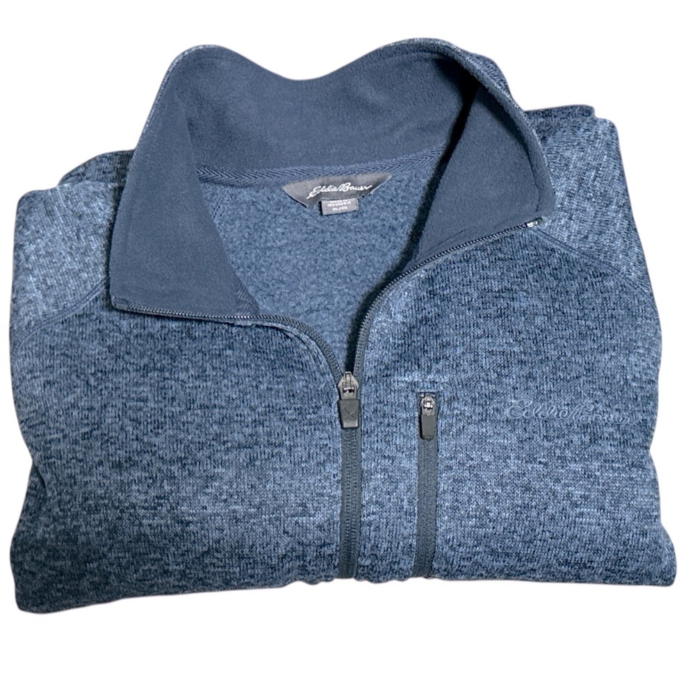 Eddie Bauer Men's Soft And Warm Blue Pull - Over 1/4‎ Zip-Up Sweater